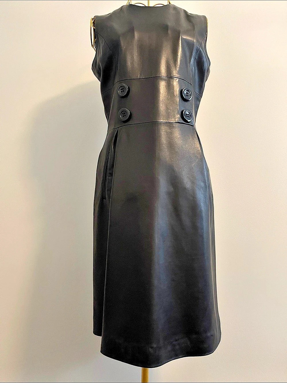 Black Leather Midi Dress Like New